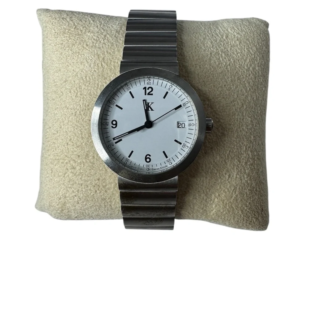 Calvin Klein‎ Swiss made quartz watch white dial stainless steel